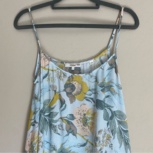 Vince Floral Pleated Midi Dress - Blue and Yellow - Picture 5 of 11